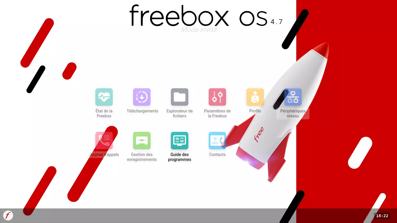 Freebox, page d'acceuil