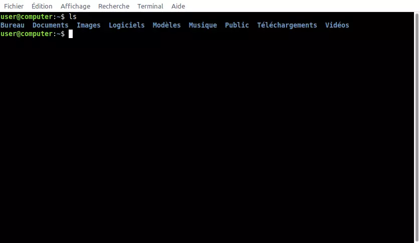 terminal, liste des dossiers